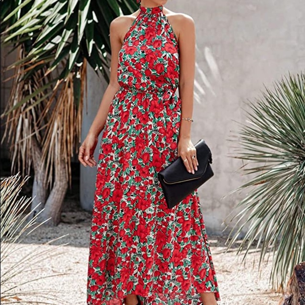 Pretty garden halter dress. S